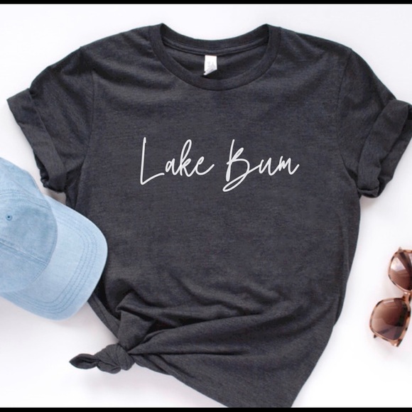 Lake Bum Crew Neck Short Sleeve Tee Shirt Lake Lover Vacation Shirt - Picture 4 of 8